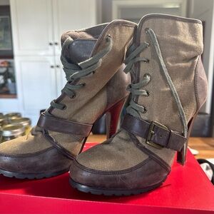 Aldo Women's Heeled Lace-Up Boots - Brown and Tan